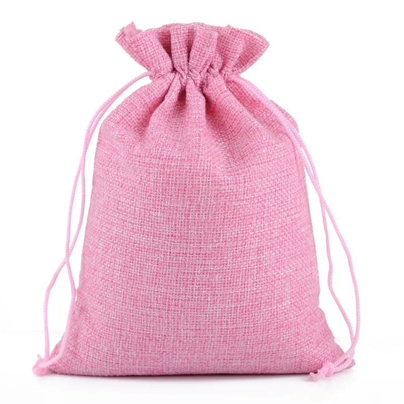 50pcs/lot Drawstring Gift Pouches Linen Bags For Jewelry Wedding Party Christmas Packaging Custom Logo 7*9 8*10 10*14 13*18cm