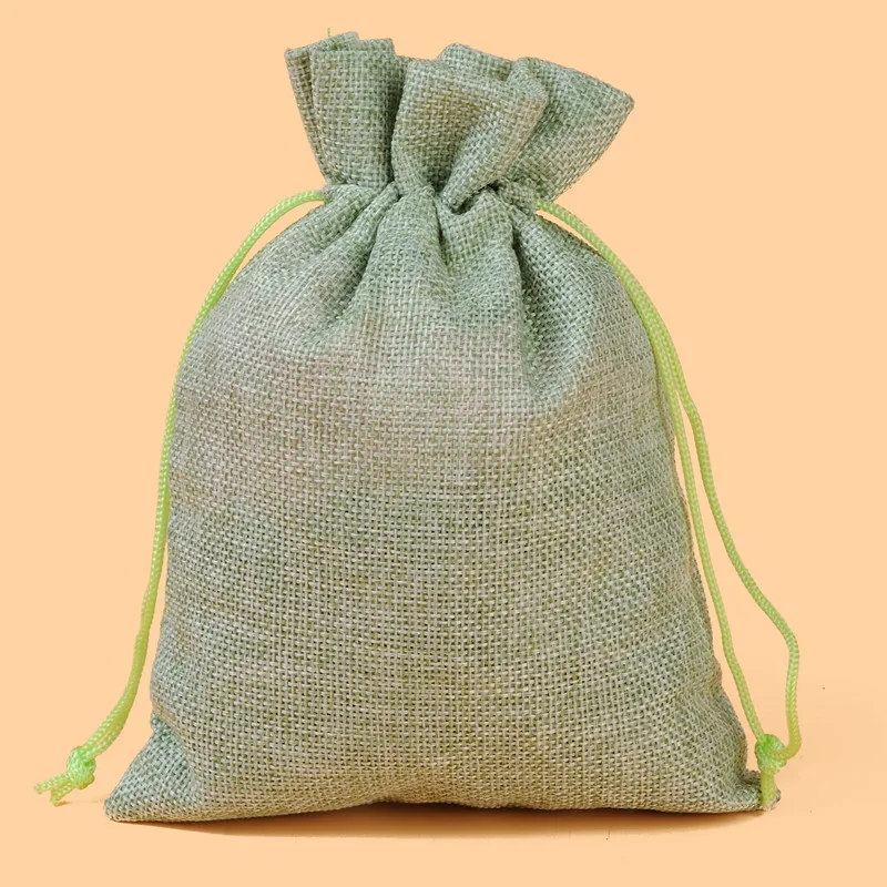 50pcs/lot Drawstring Gift Pouches Linen Bags For Jewelry Wedding Party Christmas Packaging Custom Logo 7*9 8*10 10*14 13*18cm