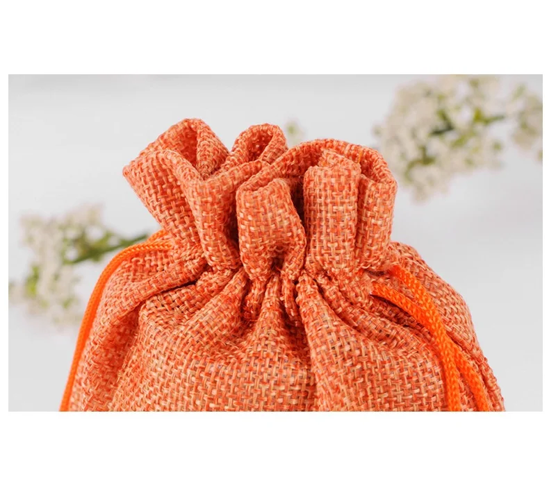 50pcs/lot Drawstring Gift Pouches Linen Bags For Jewelry Wedding Party Christmas Packaging Custom Logo 7*9 8*10 10*14 13*18cm
