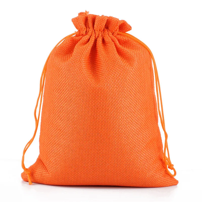 50pcs/lot Drawstring Gift Pouches Linen Bags For Jewelry Wedding Party Christmas Packaging Custom Logo 7*9 8*10 10*14 13*18cm
