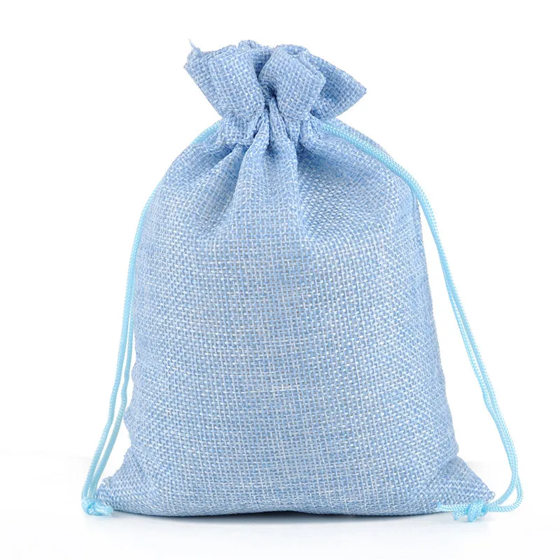 50pcs/lot Drawstring Gift Pouches Linen Bags For Jewelry Wedding Party Christmas Packaging Custom Logo 7*9 8*10 10*14 13*18cm