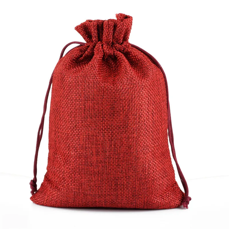 50pcs/lot Drawstring Gift Pouches Linen Bags For Jewelry Wedding Party Christmas Packaging Custom Logo 7*9 8*10 10*14 13*18cm