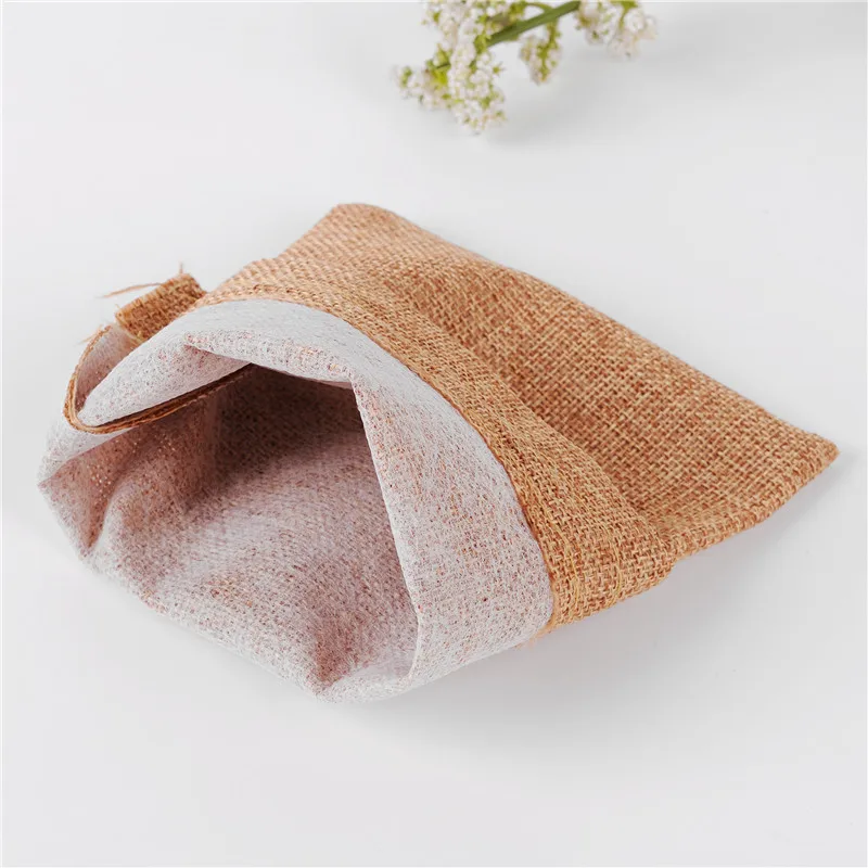 50pcs/lot Drawstring Gift Pouches Linen Bags For Jewelry Wedding Party Christmas Packaging Custom Logo 7*9 8*10 10*14 13*18cm