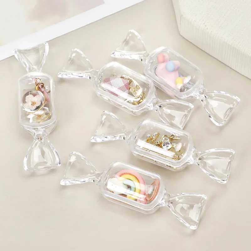 10Pcs/lot Candy Shape Wedding Candy Box Transparent Plastic Storage Container Kids Gift Collection Organizer Boxes