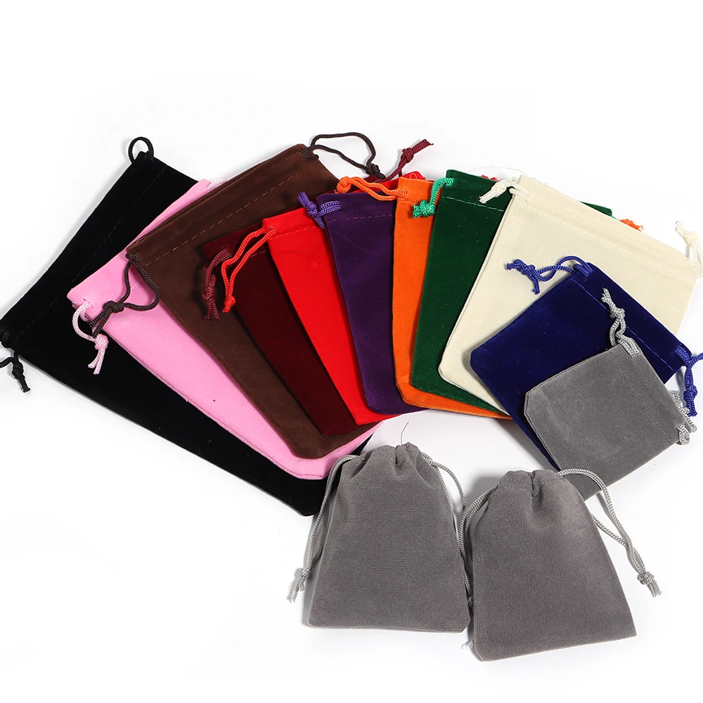 5-10pcs/lot Velvet Gifts Bags Colorful Drawstring Jewelry Bags Storage Pouches For Wedding Christmas Party Gifts Packaging Bags
