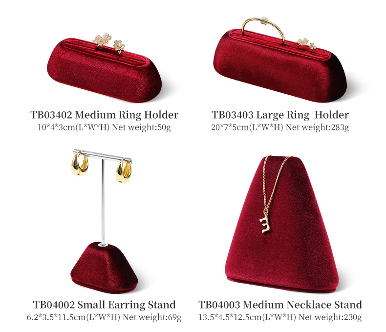 Yinbeini Velvet Jewelry Display Set Ring Earrings Necklace Bracelet Rack Organizer Boutique Combination Stand TB040