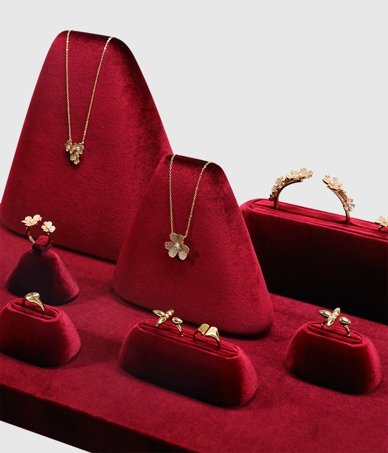 Yinbeini Velvet Jewelry Display Set Ring Earrings Necklace Bracelet Rack Organizer Boutique Combination Stand TB040