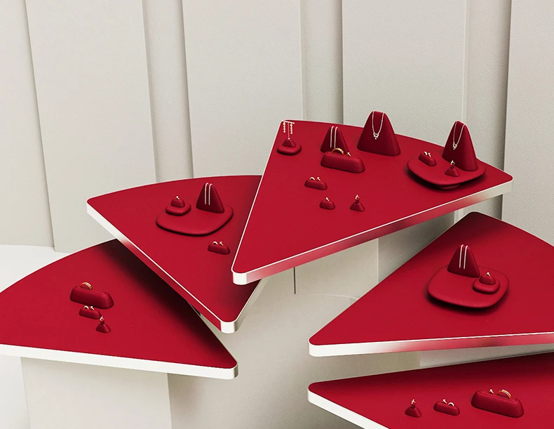 Yinbeini Velvet Jewelry Display Set Ring Earrings Necklace Bracelet Rack Organizer Boutique Combination Stand TB040