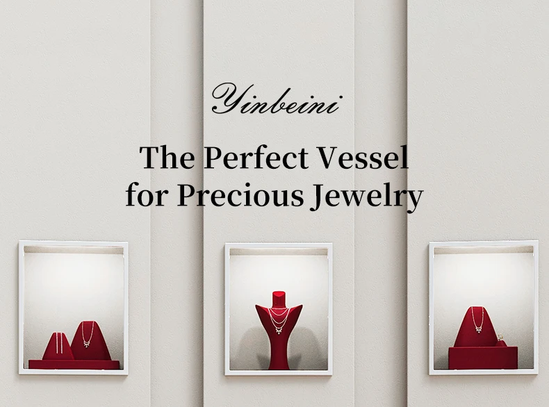 Yinbeini Velvet Jewelry Display Set Ring Earrings Necklace Bracelet Rack Organizer Boutique Combination Stand TB040