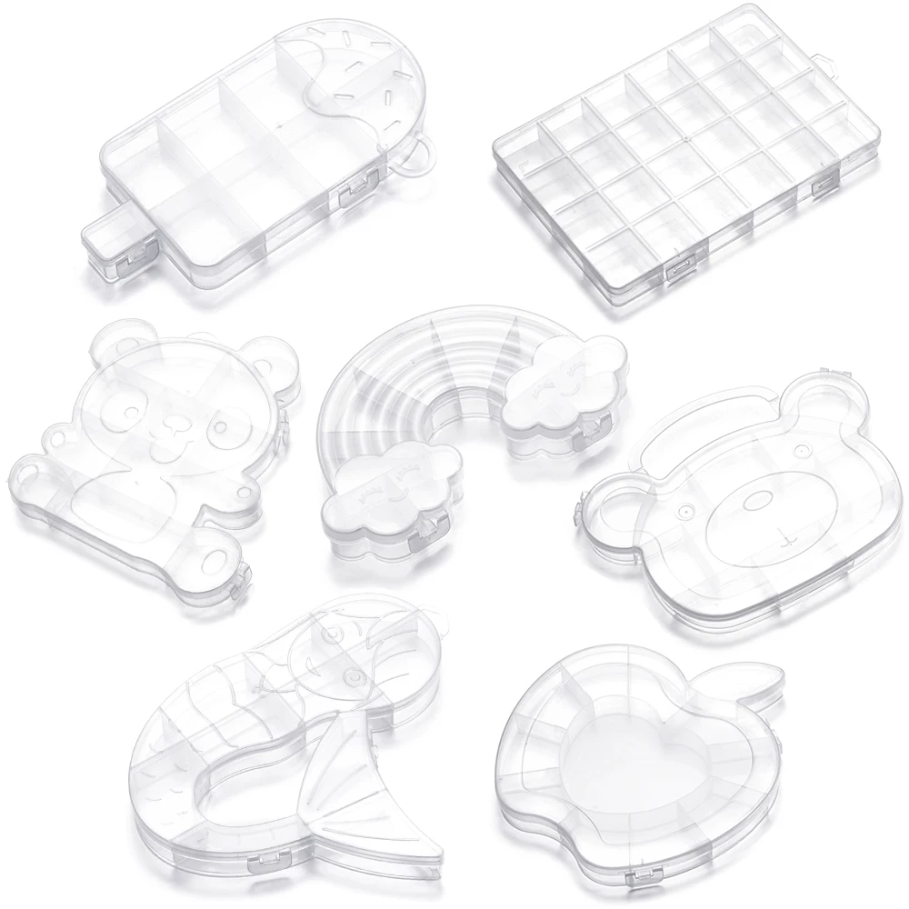 Various Shapes Transparent Plastic Storage Box Organizer Jewelry Container for Beads Art DIY Crafts Sewing Jewelry Supplies