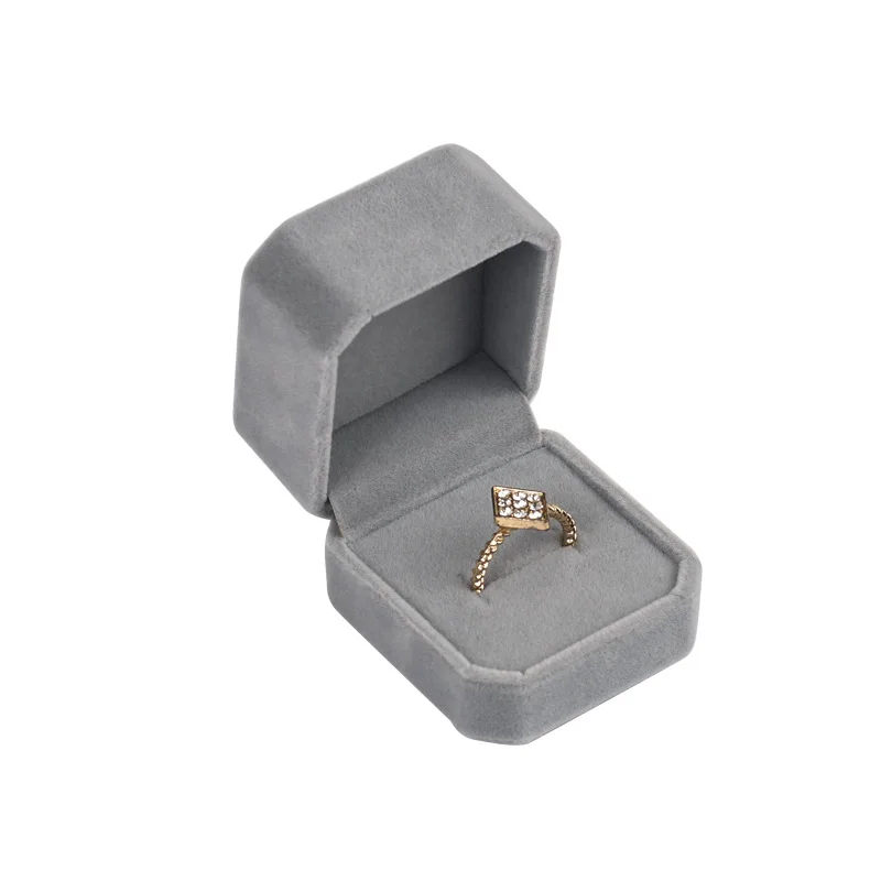 High-grade Velvet Jewelry Box Ring Necklace Bracelet Storage Gift Packaging Box Grey Exquisite Jewelry Organizer Box Joyero
