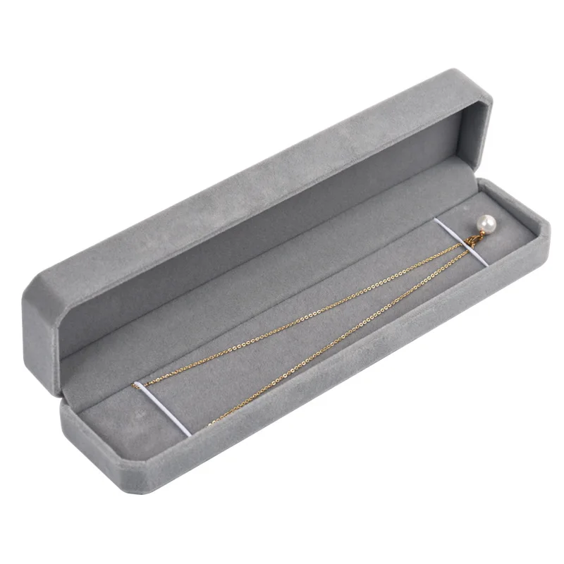High-grade Velvet Jewelry Box Ring Necklace Bracelet Storage Gift Packaging Box Grey Exquisite Jewelry Organizer Box Joyero