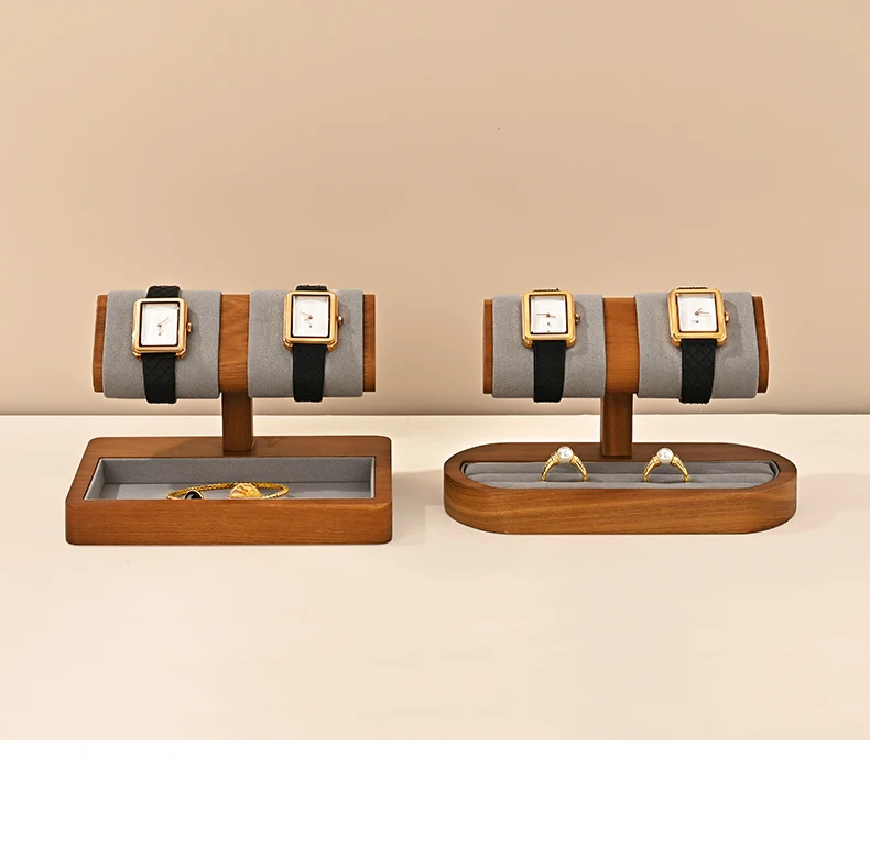 Oirlv T Shaped Fashion Wood Watch Display Stand with Microfiber Jewelry Organizer Rack Bracelet Ring Storage Watch Holder New