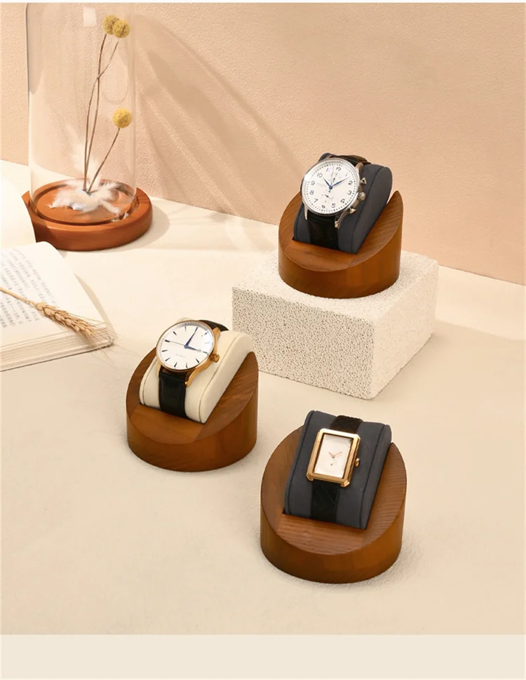 WoodTen Single Watch Display Stand With Pillow Wooden Wrist Watch Rack Storage Watch Stents Jewelry Organizer Watch Display Prop
