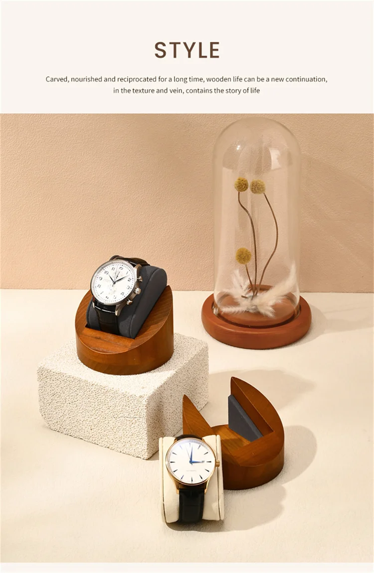 WoodTen Single Watch Display Stand With Pillow Wooden Wrist Watch Rack Storage Watch Stents Jewelry Organizer Watch Display Prop