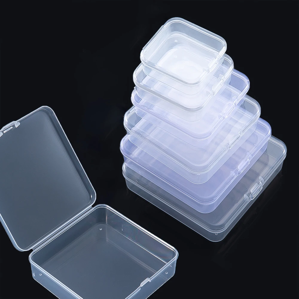 Square Plastic Storage Box Transparent Jewelry Beads Container Small Items Sundries Organizer Packing Case Fishing Accessories
