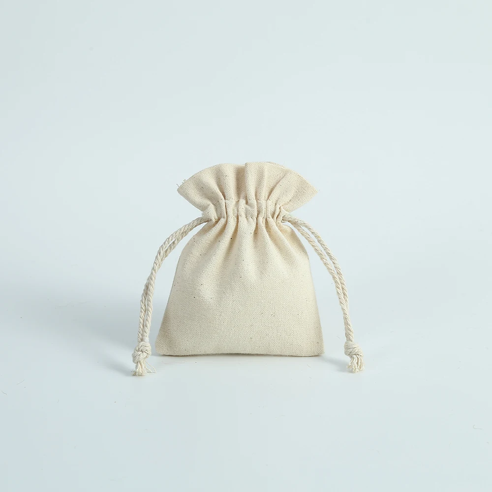 50 Cotton Burlap Jewelry Packaging Pouches Organizer Wedding Christmas Party Candy Bag Present Mariage Jute Drawstring Gift Bag