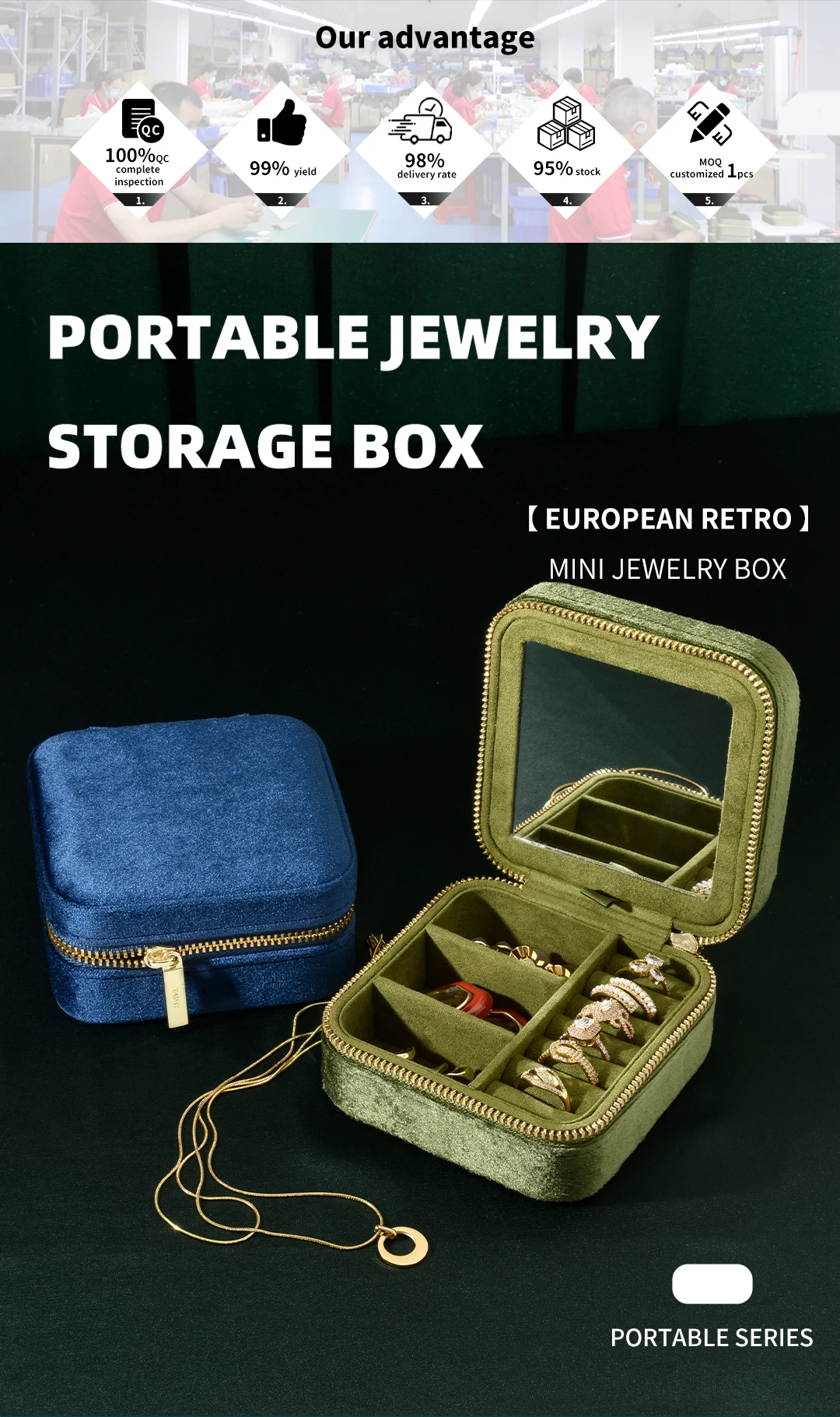 TAIMY Personalise Vintage Velvet Jewelry Box Luxury Travel Ring Necklace Jewelry Storage Case Custom Logo Jewellery Organizer