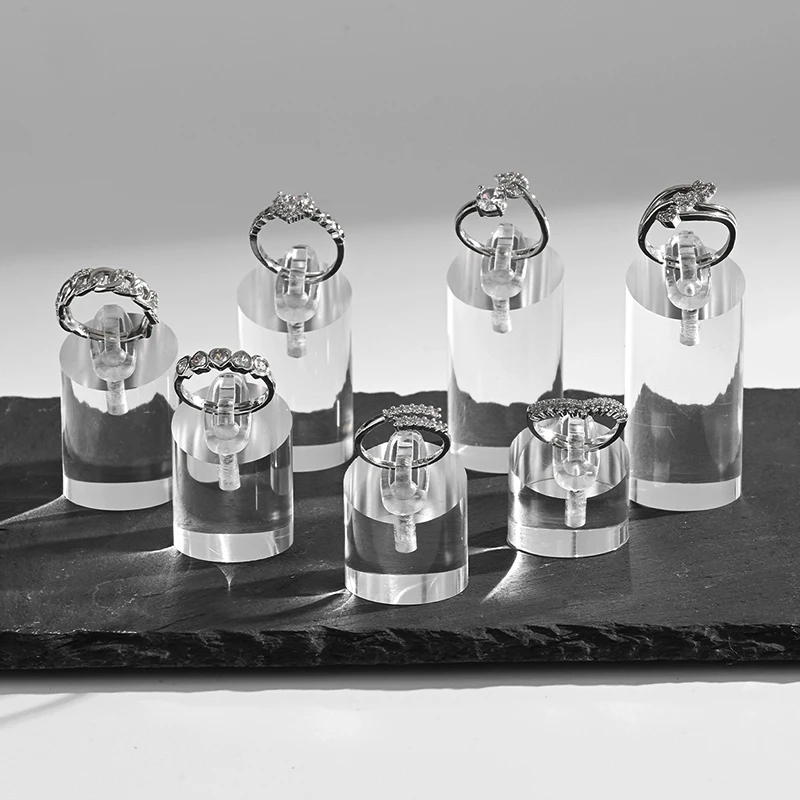 7pcs Transparent Color Acrylic Ring Display Shelf Jewelery Display Props Display Shelf Shooting Shop Ornaments Display Desk