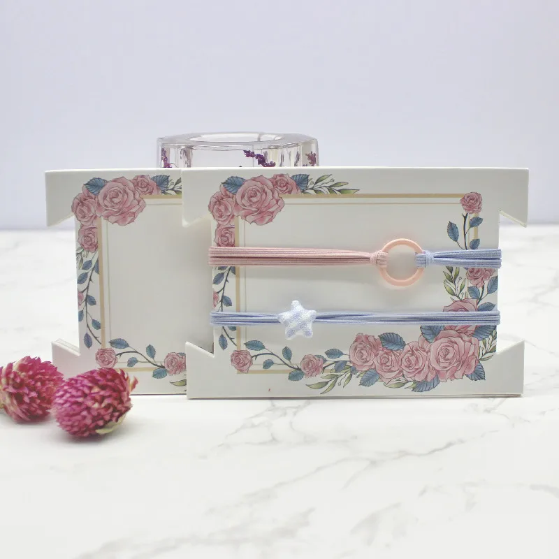 12x8cm DIY Handmade Jewelry Headband Package Tag Card Marbling Flower Printed Hair Ornaments Packing Card 50pc