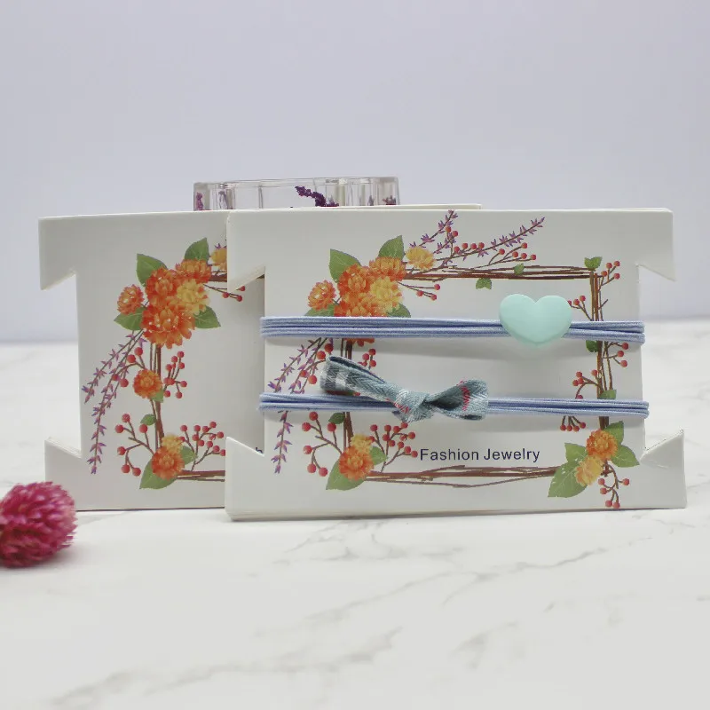 12x8cm DIY Handmade Jewelry Headband Package Tag Card Marbling Flower Printed Hair Ornaments Packing Card 50pc