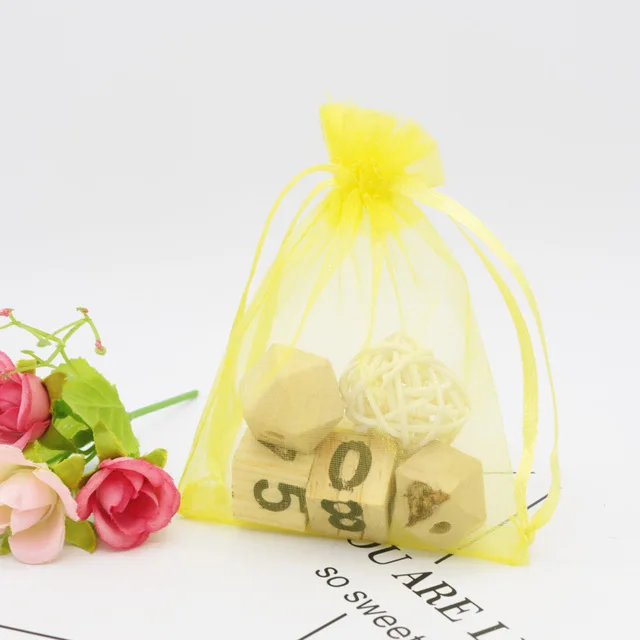 50pcs/lot Colorful Organza Bag 7x9cm 9x12cm 10x15cm Gift Wedding Packaging Display Jewelry Tulle Drawstring Bags Jewelry Pouches