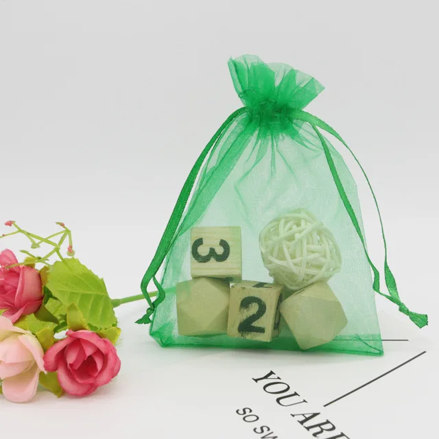 50pcs/lot Colorful Organza Bag 7x9cm 9x12cm 10x15cm Gift Wedding Packaging Display Jewelry Tulle Drawstring Bags Jewelry Pouches