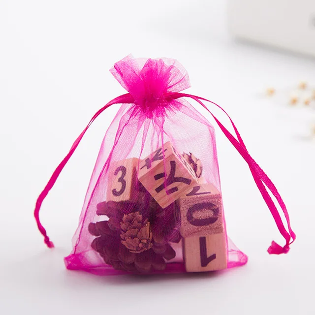 50pcs/lot Colorful Organza Bag 7x9cm 9x12cm 10x15cm Gift Wedding Packaging Display Jewelry Tulle Drawstring Bags Jewelry Pouches