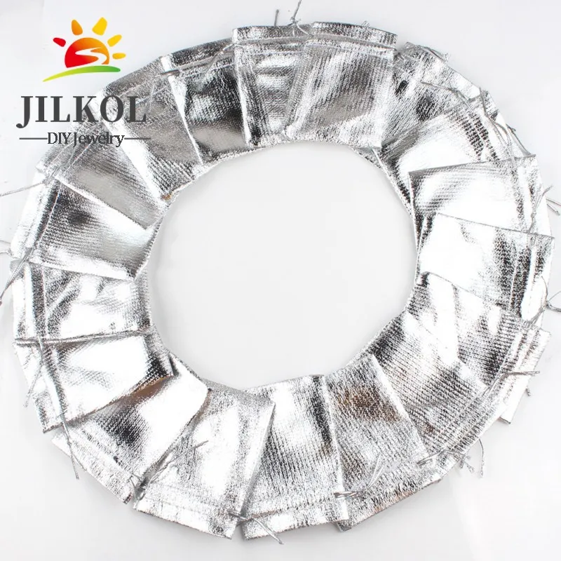50Pcs/lot 7x9cm 9x12cm Gold Color Silver Color Adjustable Jewelry Packing Bags For Party Candy Drawstring Wedding Gift Bags