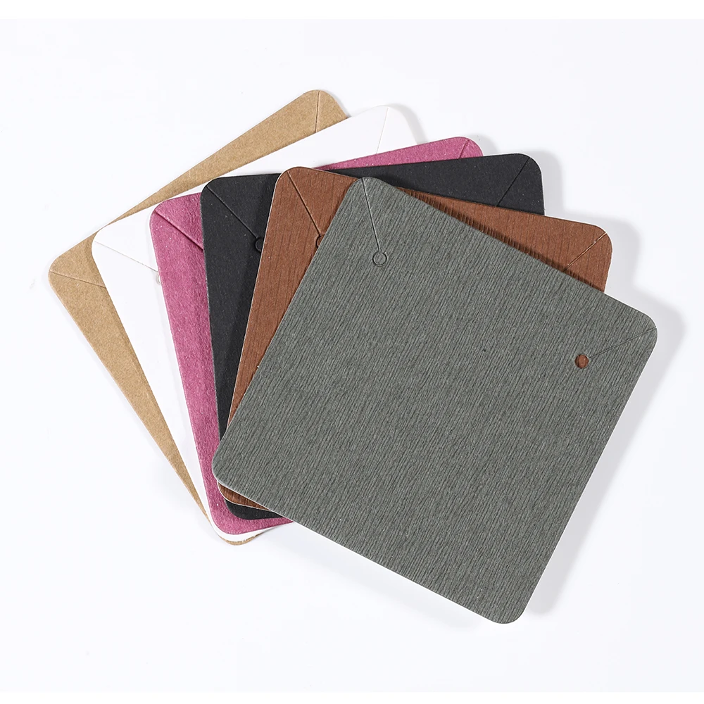 Earring Cards and 50pcs Bags 5x5cm Card Necklace Earring Display Cards Self-Seal Bags Kraft Paper Card for DIY Jewelry Packaging