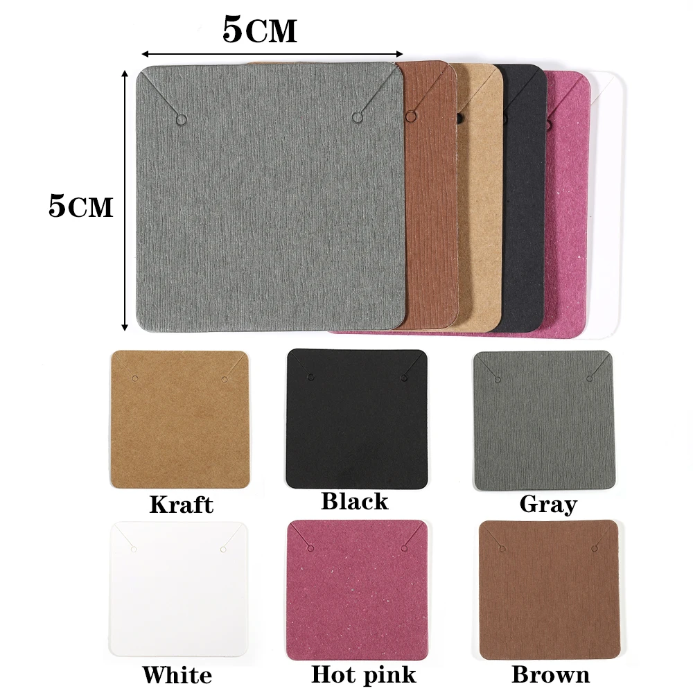 Earring Cards and 50pcs Bags 5x5cm Card Necklace Earring Display Cards Self-Seal Bags Kraft Paper Card for DIY Jewelry Packaging