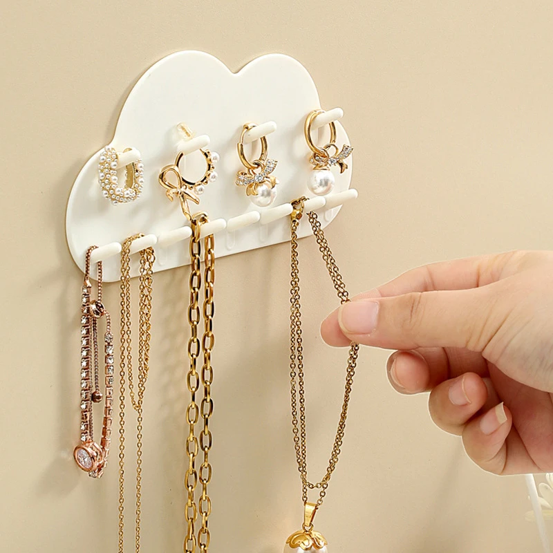 Wall Mounted Jewelry Hooks Jewelry Organizer, No Punching Rings, Earrings, Necklaces, Hanging Racks For Women'S Jewelry Storage