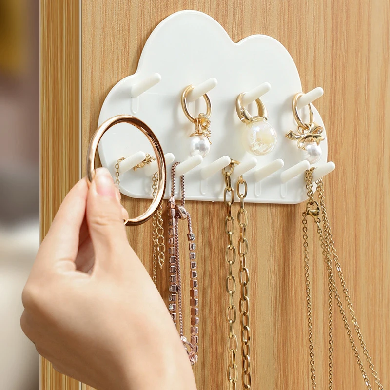 Wall Mounted Jewelry Hooks Jewelry Organizer, No Punching Rings, Earrings, Necklaces, Hanging Racks For Women'S Jewelry Storage