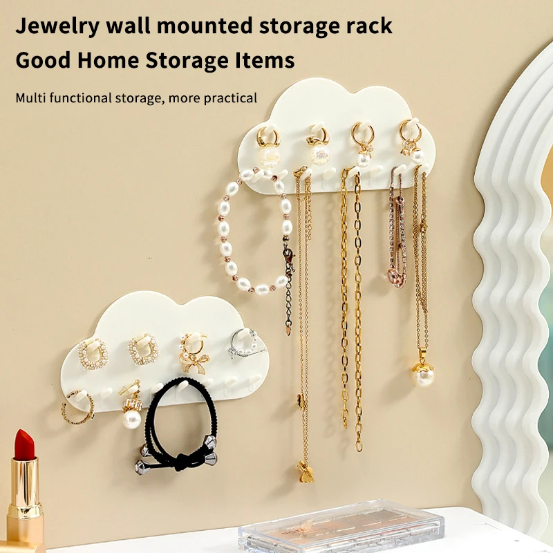 Wall Mounted Jewelry Hooks Jewelry Organizer, No Punching Rings, Earrings, Necklaces, Hanging Racks For Women'S Jewelry Storage