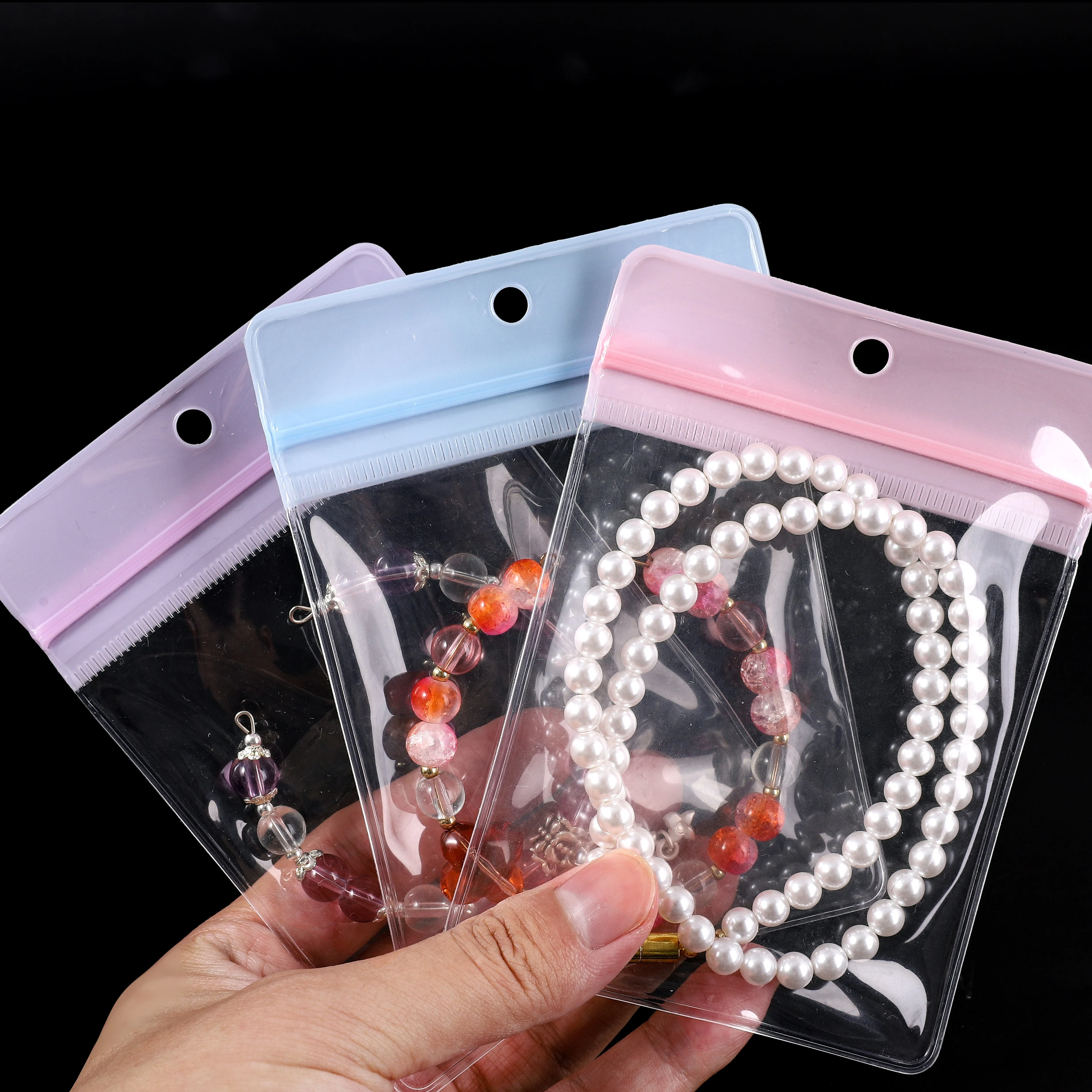 10Pcs Multi Size EVA Hang Hole Self Seal Packaging Bags Jewelry Organizer For Earrings Bracelet Storage Display Gift Packaging