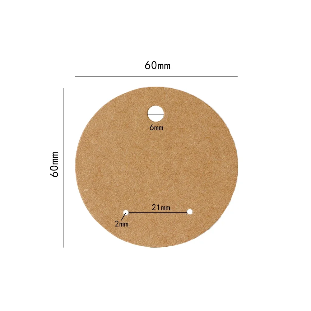 50 pcs 6x6cm Circular Earrings Jewelry Display Kraft Paper Card With Or Without Bags Wholesale Packaging Small Business Supplier