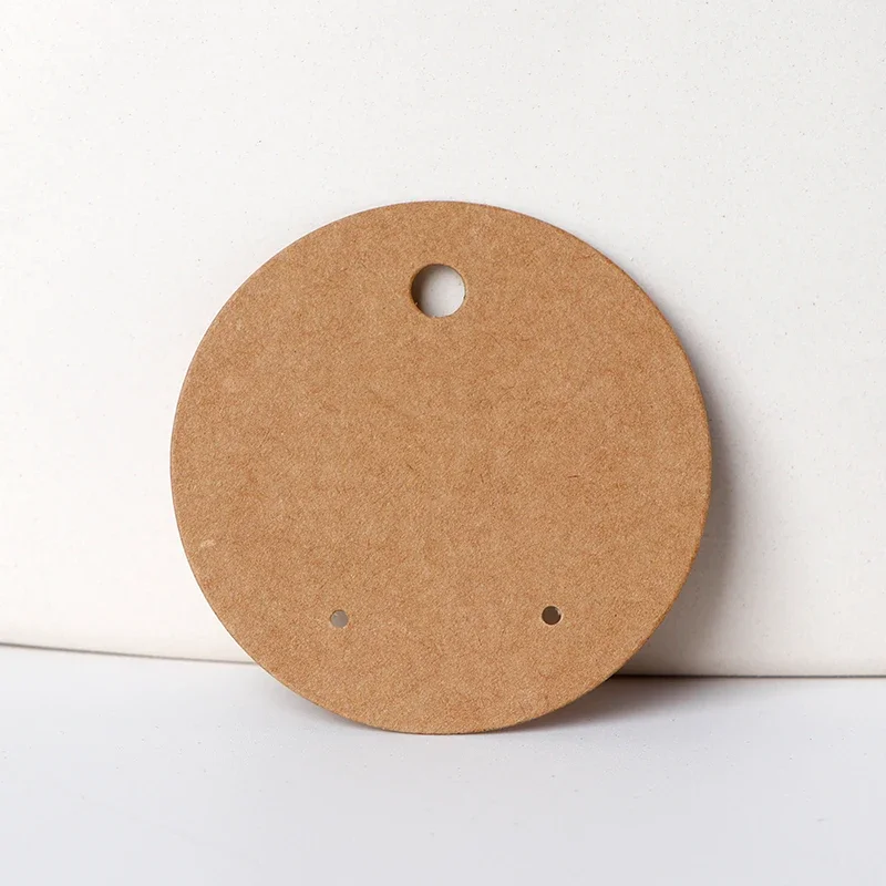 50 pcs 6x6cm Circular Earrings Jewelry Display Kraft Paper Card With Or Without Bags Wholesale Packaging Small Business Supplier
