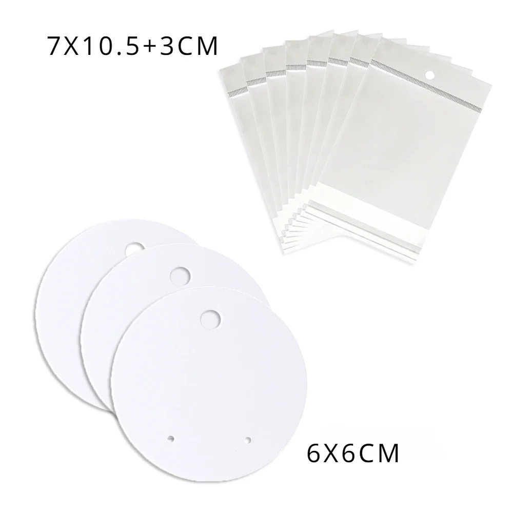 50 pcs 6x6cm Circular Earrings Jewelry Display Kraft Paper Card With Or Without Bags Wholesale Packaging Small Business Supplier