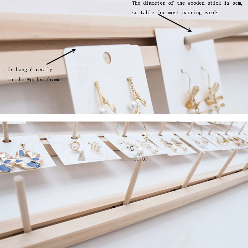 Jewelry Organizer Wooden DIY Wall Jewelry Display Earring Ring Necklace Hanger Storage Stands Boho Nature Jewelry Shop Decor
