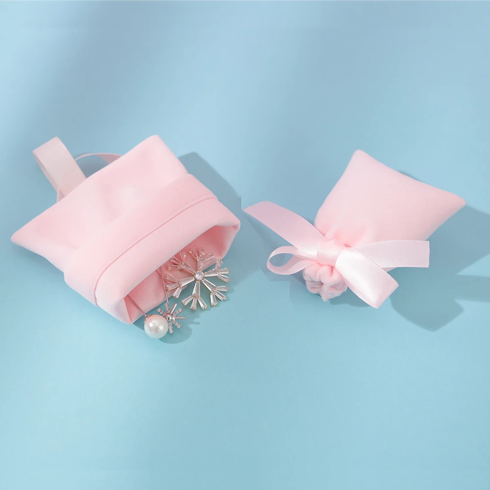 50Pcs Jewelry Velvet Bag Ribbon Drawstring Bowknot Pouch Suede Microfiber Ring Earrings Stud Bracelet Pendant Necklace Organizer