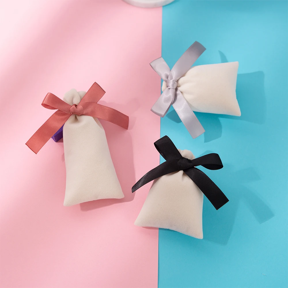 50Pcs Jewelry Velvet Bag Ribbon Drawstring Bowknot Pouch Suede Microfiber Ring Earrings Stud Bracelet Pendant Necklace Organizer