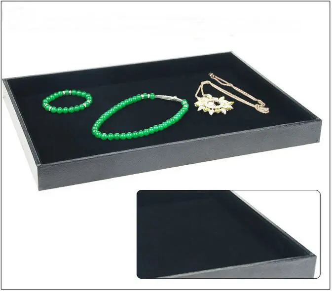 PU Black Velvet Jewelry Tray Jewellery Organizer Storage Box Watch Holder Necklace Ring Earring Pendant Stand Series For woman