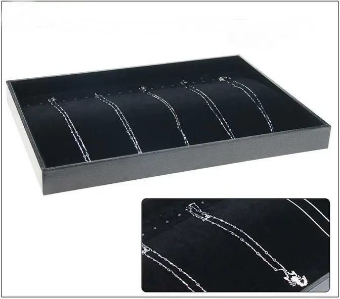 PU Black Velvet Jewelry Tray Jewellery Organizer Storage Box Watch Holder Necklace Ring Earring Pendant Stand Series For woman