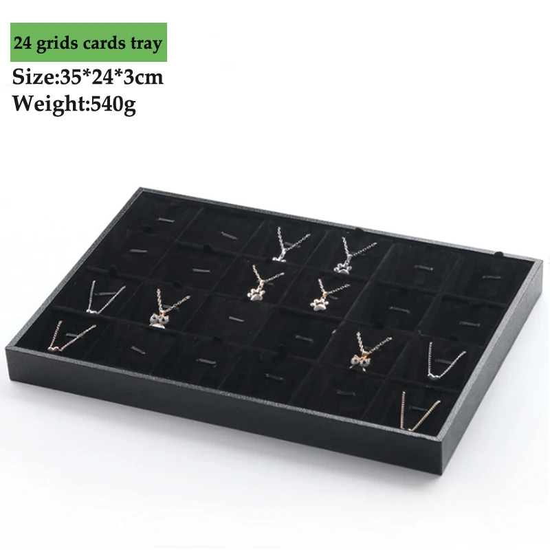 PU Black Velvet Jewelry Tray Jewellery Organizer Storage Box Watch Holder Necklace Ring Earring Pendant Stand Series For woman