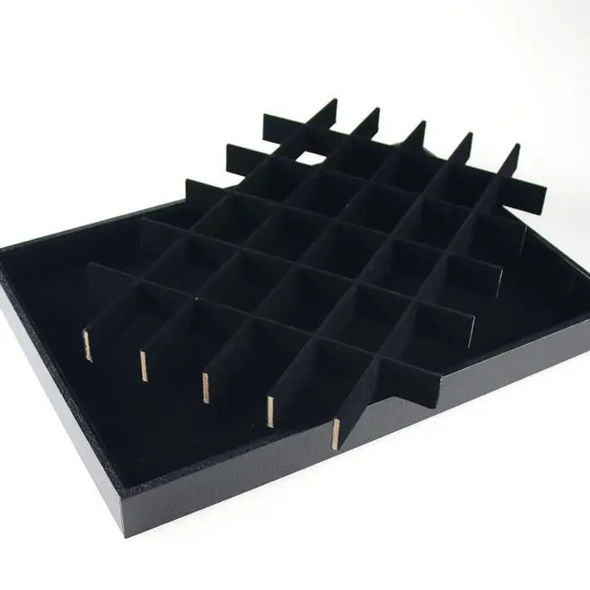 PU Black Velvet Jewelry Tray Jewellery Organizer Storage Box Watch Holder Necklace Ring Earring Pendant Stand Series For woman