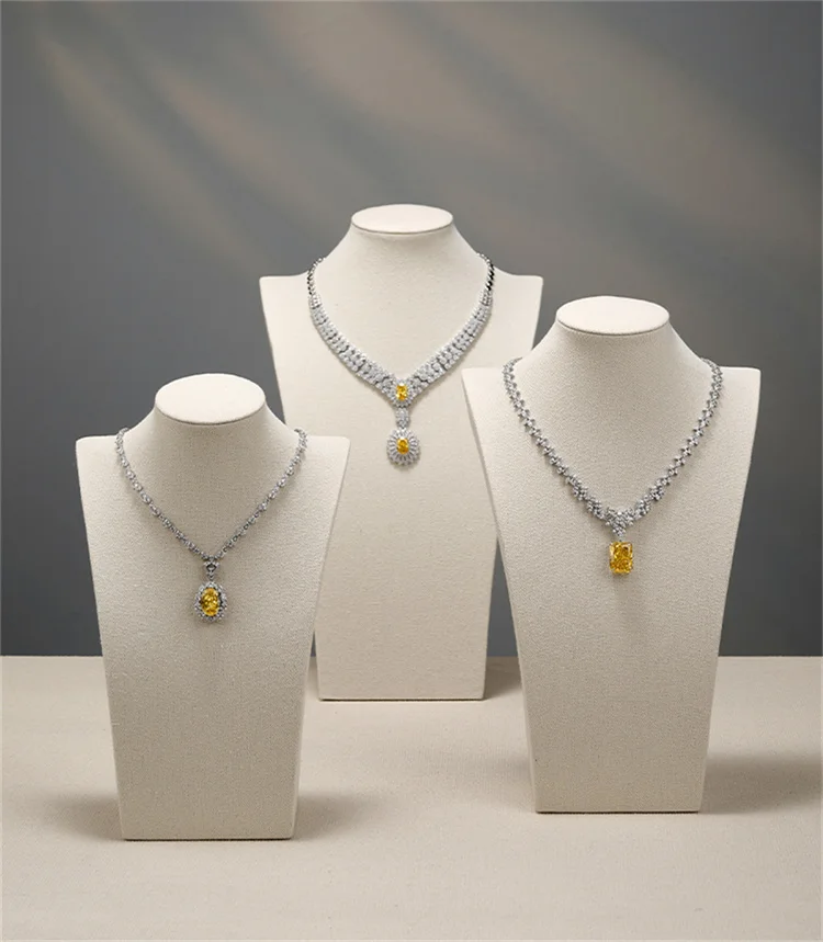 WoodTen Linen Jewelry Display Bust Necklace Display Stand Necklace Mannequin Holder for Jewelry Selling Trade Show Necklace Prop