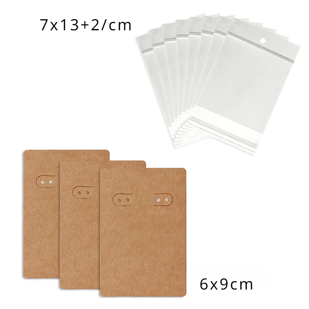50Pcs 6x9cm Jewelry Display Cards Tags Wholesale Packaging With Or Without Bags Business Supplier Necklaces Earrings Storage Box