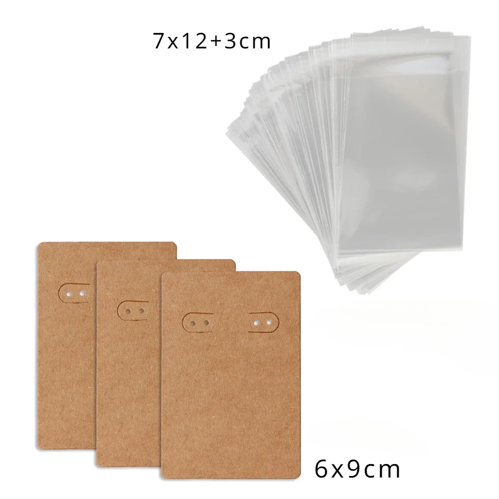 50Pcs 6x9cm Jewelry Display Cards Tags Wholesale Packaging With Or Without Bags Business Supplier Necklaces Earrings Storage Box