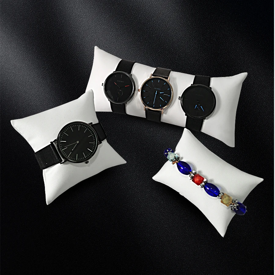 White PU Leather Jewelry Pillow Watch Holder Bracelet Bangle Display Props Necklace Chain Organizer Watch Pillow