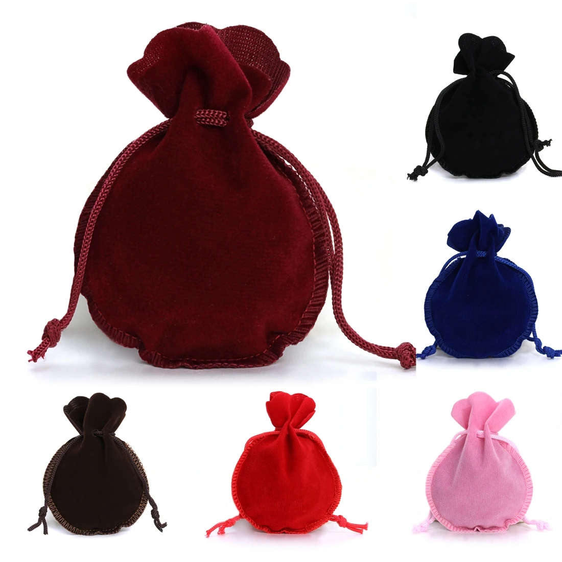 10pcs/lot 7x9/9x12cm Round Drawstring Velvet Gifts Bag Soft Jewelry Packaging Wedding Christmas Candy Jewelry Pouches Wholesale